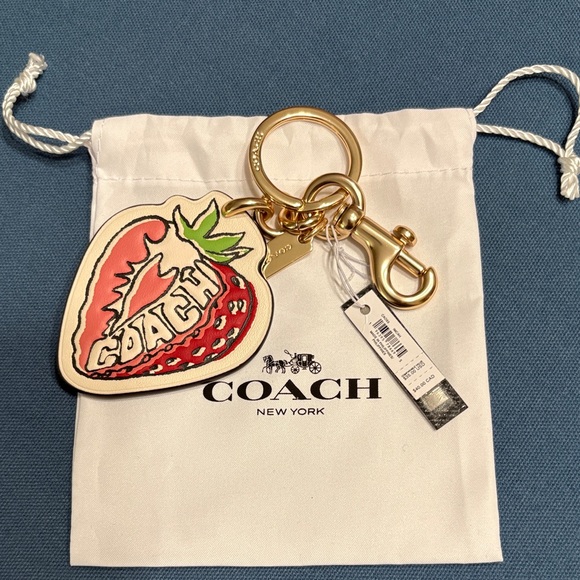 Coach Pink and Red Strawberry Keychain - Picture 2 of 4